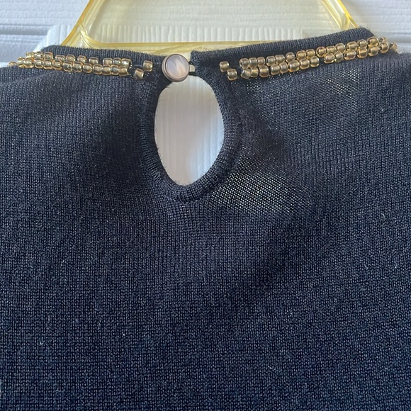 Black Wool Sweater with Gold Beaded Collar - Picture 5 of 6